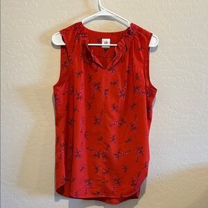 CAbi Scarlet Sleeveless Top with Floral Pattern